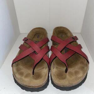 Betula By Birkenstock Vinja Red Strap Sandals Softbed Narrow Fit Sz 41 Sz 10